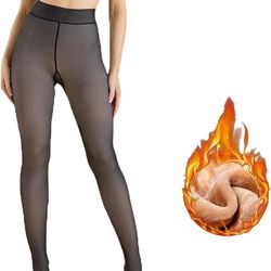 Fleece Lined Tights Women Translucent Fleece Pantyhose