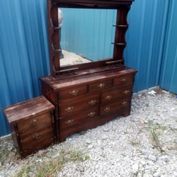 Dresser With Mirror And Matching Nightstand 