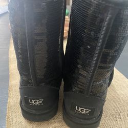 UGG Black Sequin Boots Size 7 Like New 