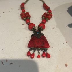 Vintage Bohemian Red Necklace