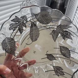 Glass And Silver Overlay Leaf