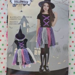 Happy Halloween Radiant Witch Costume Hat & Dress Child Medium 7/9