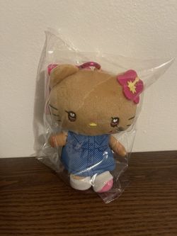 Sanrio Tan Hello Kitty Plush Keychain Kawaii Bag Charm Cute Soft Key Ring