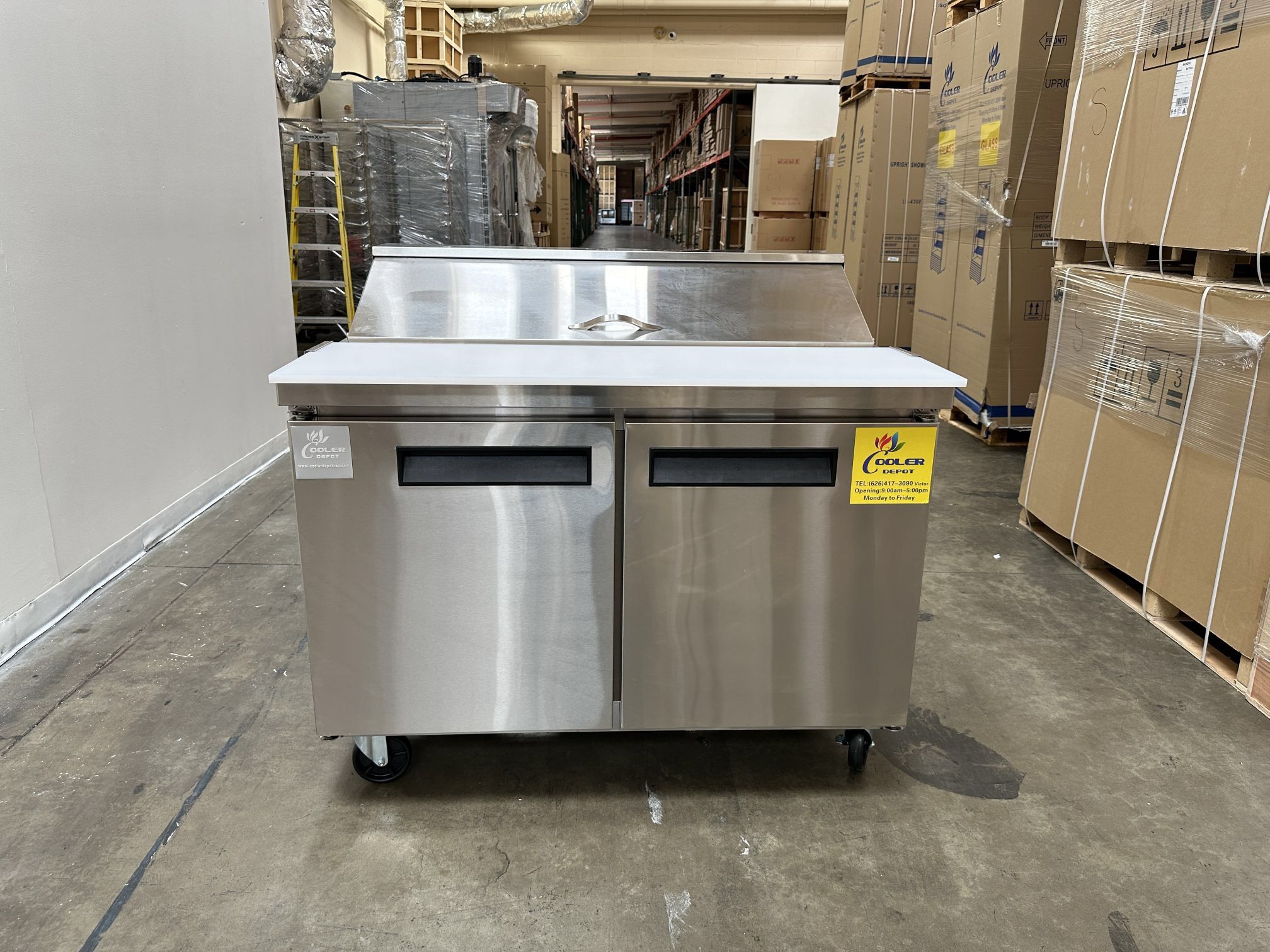 48 Inch 2 Door Sandwich Pizza Restaurant Refrigerator Prep Table