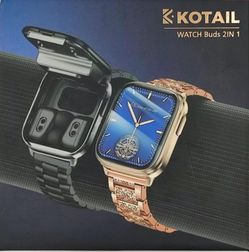 BLACK smartwatch W/built In Earbuds