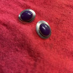 Silver Earrings With Purple Amethyst
