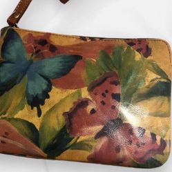 Patricia Nash leather Cassini Wristlet, Wallet Watercolor Butterfly