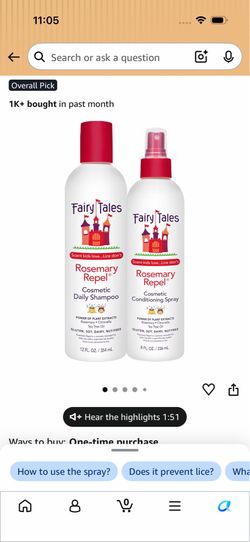 Fairy tale shampoo conditioner set rosemary repel lice prevention