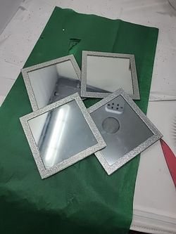 Set of 4 Small Square Glitter Mirror coasters