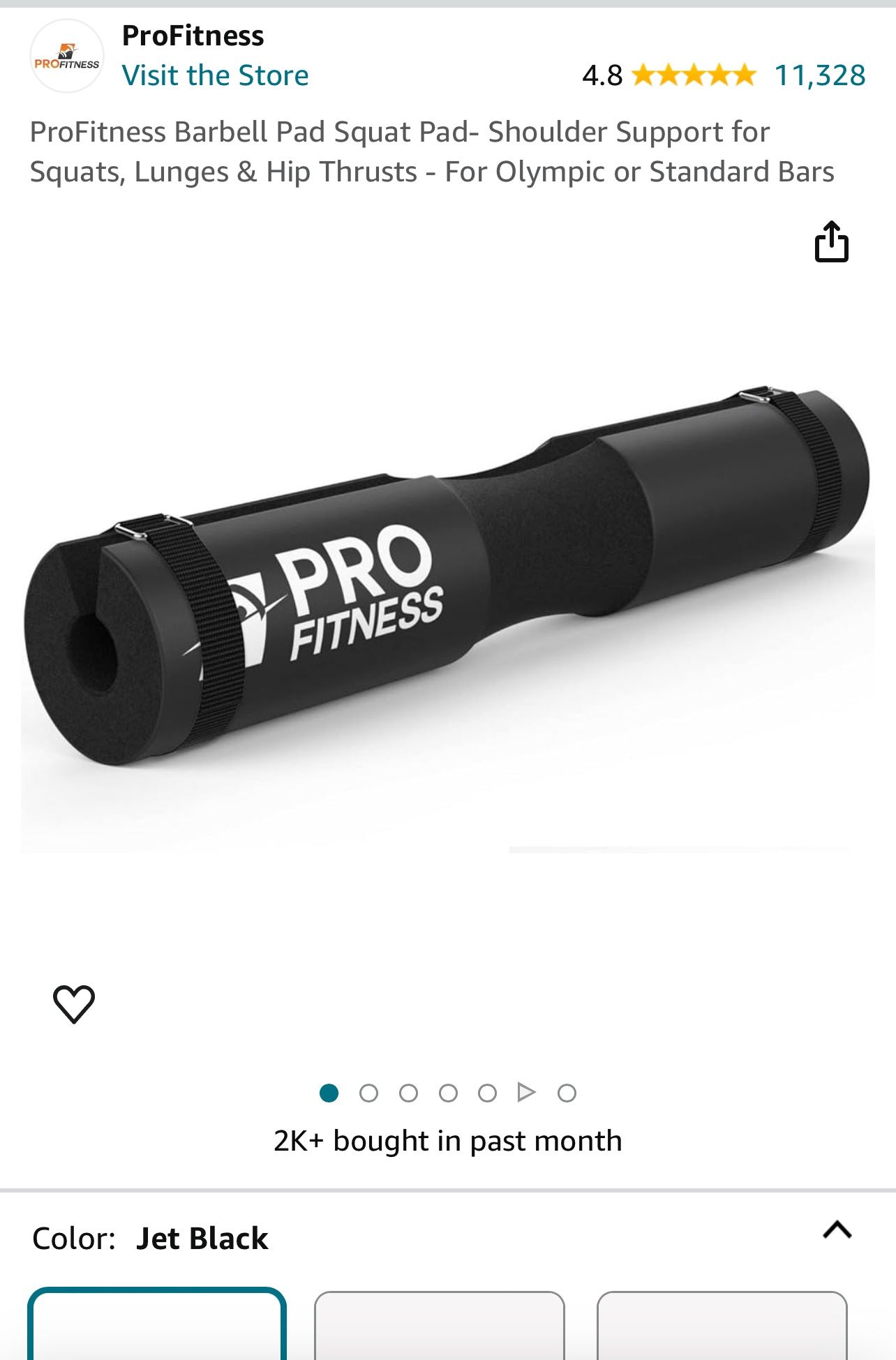 ProFitness Barbell Pad Squat Pad- Shoulder Support for Squats, Lunges & Hip Thrusts - For Olympic or Standard Bars