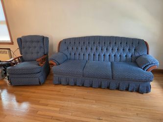 FREE Blue Sofa and Armchair Set – Must Pick Up ASAP (Jefferson Park)
