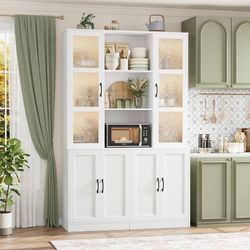  71"H White Bookcase with Doors, Double Wide Bookshelf and Bookcase with Doors, Large Bookshelves Storage Cabinet with 13 Compartments, Tall Storage C