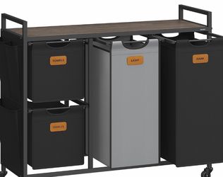 VASAGLE Rolling Laundry Sorter with Shelf