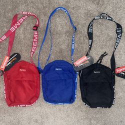Supreme SS18 Shoulder bag red, blue, and black