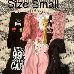 Women’s Size Small Sweatshirts Shirts And Jacket 9 PCs 