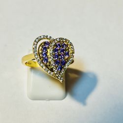 STERLING SILVER.925 STAMPED GP AMETHYST RING