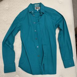 Express Mens Turquoise Dress Shirt - Size Small