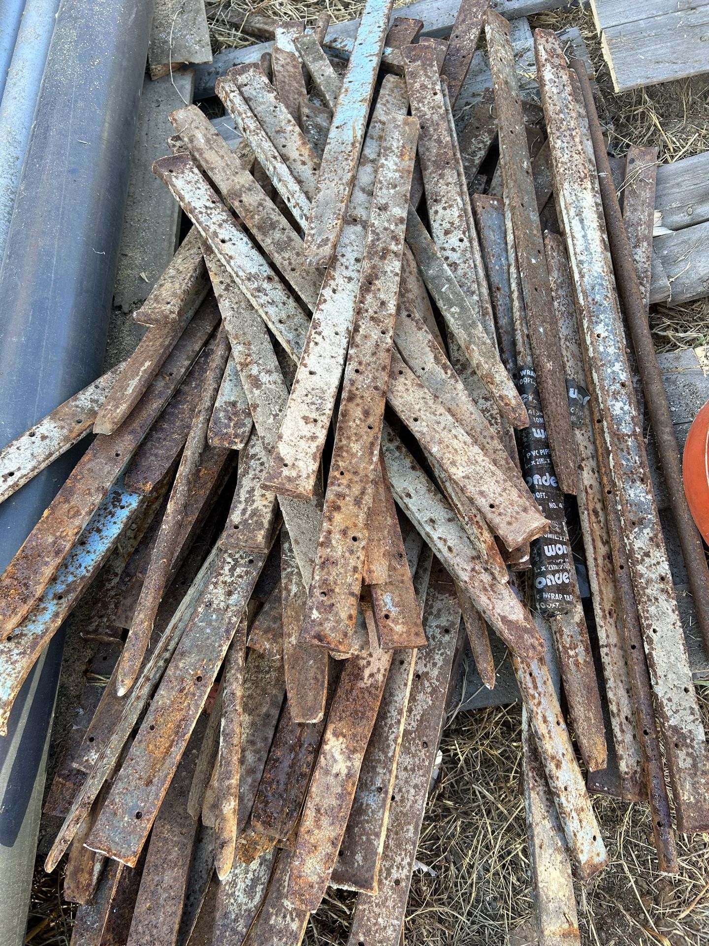 Metal Stakes )to Hold Concrete Forms) And Orange Caps
