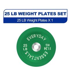 Everyday Essentials 25 lb Olympic Bumper Plate – Steel Hub, Green (Single) 