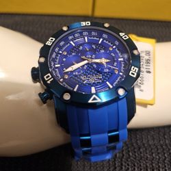 NEW MEN'S LUXURY SPORTY NICE BLUE TONE 50mm FACE 100% AUTHENTIC IN-VI-CTA CHRONO⌚️ 