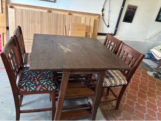 Bar Height Drop leaf Table and Chairs