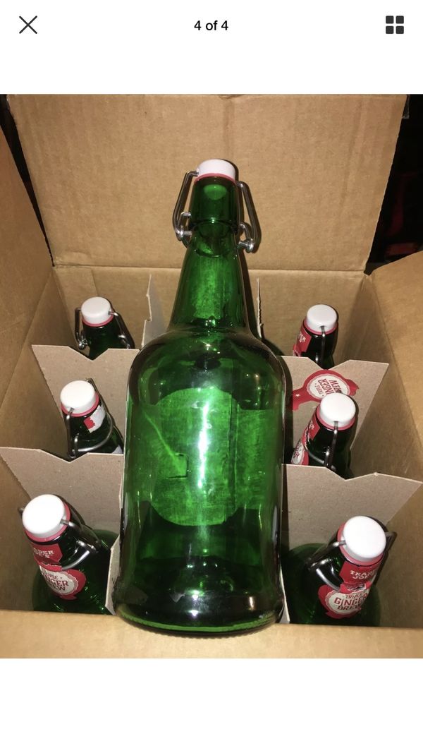 LOT OF 9 Swing Top Green Glass Bottles 750 ml (25.4 oz) for Sale in