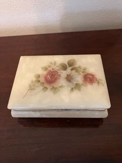 ESTATE SALE: alabaster rose box