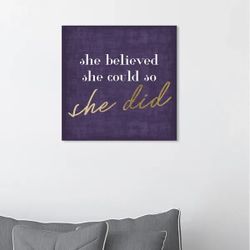 'She Could She Did Purple' Canvas Print