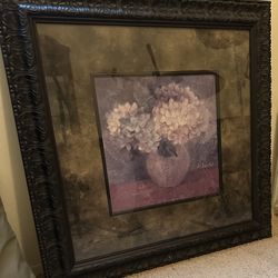 36”x36” Framed Floral Artwork – Glass Front