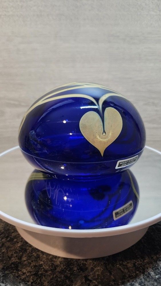 Glasshouse Art Glass Studio Oil Lamp - Hanging Heart And Vine Design - Eric Brakken Artist