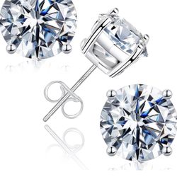 New! Unworn! Moissanite Stud Earrings, D Color VVS1 Round Cut Lab Created Diamon