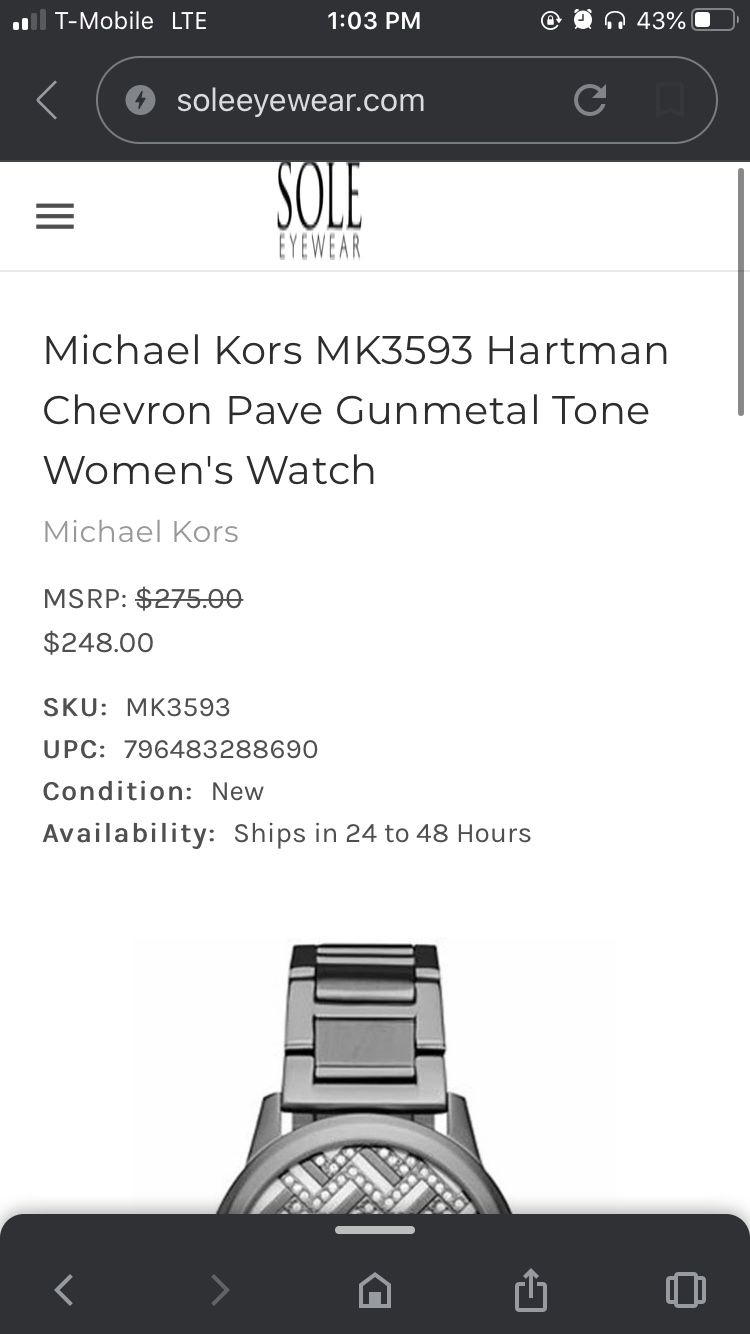 michael kors Hartman Chevron Pavé Gunmetal-Tone Watch
