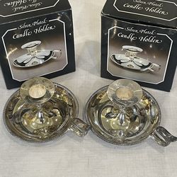 2 silver-plated chamberstick candle holder in its original boxes