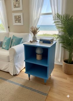 Nautical side table with storage shelf