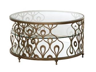 Coffee Table, Glass And Metal, Peacock Design