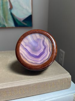 Vintage Handcrafted Agate & Wood Trinket Dish ( firm on price )