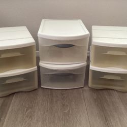Set of 6 White Plastic Stackable Storage Drawers Sterilite