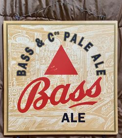 Bass Pale Ale Large 18”x 18” Solid Wood Beer Sign Bar Pub Wall Decor Man-cave!