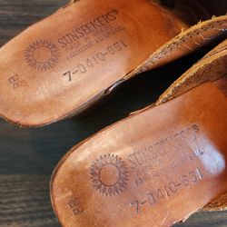 Vintage 70s Platform Clog Brown Leather