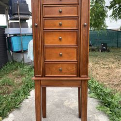  Wood Freestanding Jewelry Armoire