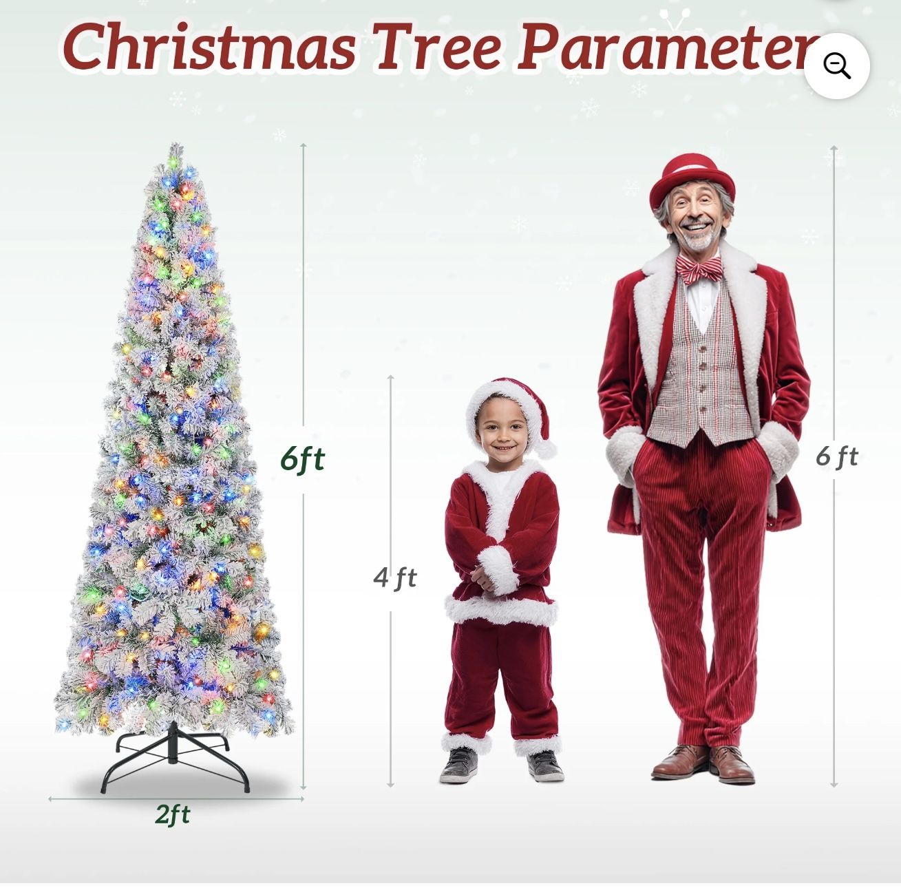 Firstness 6ft Pre-Lit Artificial Pencil Christmas Tree with 250 Multicolor LED Lights