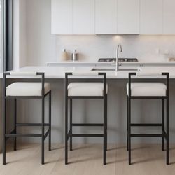 White Modern Bar Stools Set Of 3