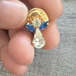 Crystal Guardian Angel Pin Birthstone September Blue