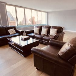 Leather Sofa Set – 3pc (Sofa + Loveseat + Chair)