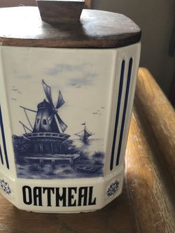 Vintage MZ Czech Oatmeal Windmill Container