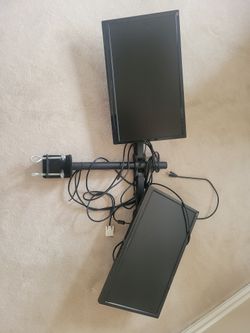 Dual Arm Monitor Desk Mount With Monitors