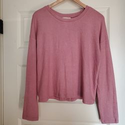 Ladies Soft Pink Cropped Sweather With Lace On Back~Size Large 