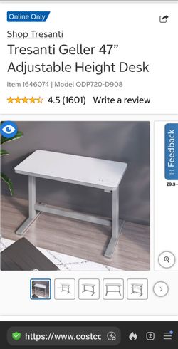 Tresanti Geller 47" Adjustable Height Desk