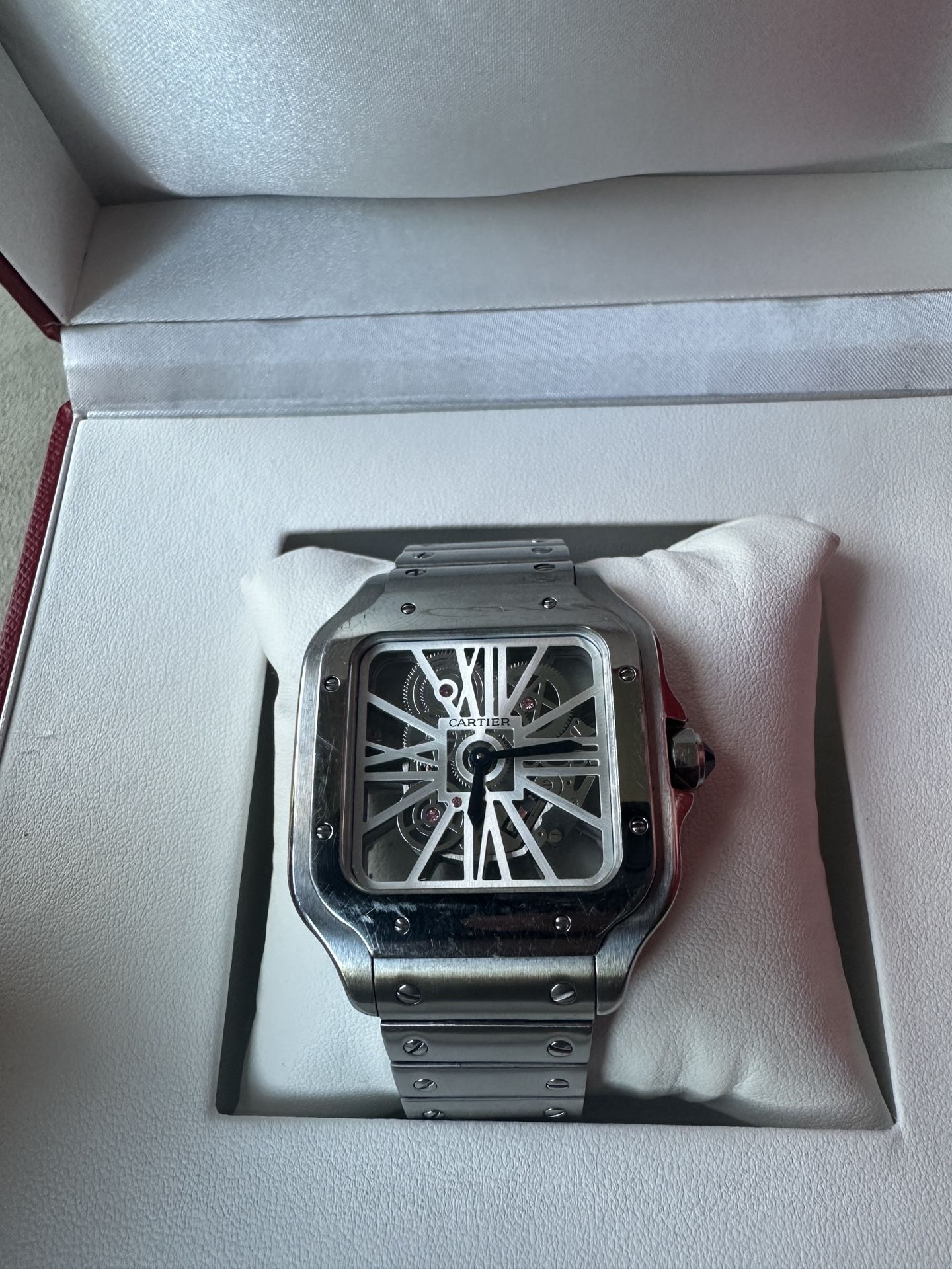 Cartier Santos Skeleton Stainless Steel Mens 