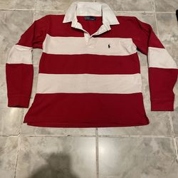 Vintage 90s Polo Ralph Lauren Rugby Shirt Men’s S Red White Long Sleeve USA